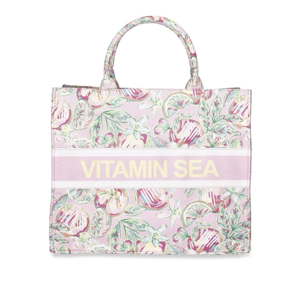 London Fog Women's Vitamin Sea Canvas Tote Bag, Pink, new with tag
